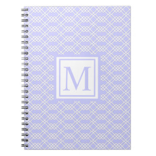 Cuaderno Monograma geométrico de celosía moderna azul pervi