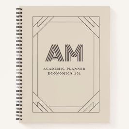 Cuaderno Monograma geométrico minimalista en beige taupe pe