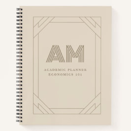 Cuaderno Monograma geométrico minimalista en beige taupe pe
