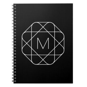 Cuaderno Monograma geométrico negro y blanco
