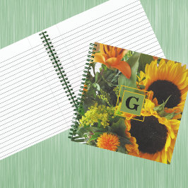 Cuaderno Monograma girasoles iniciales de otoño 8,5x8,5
