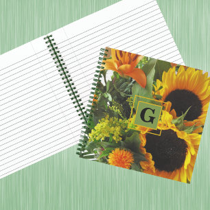 Cuaderno Monograma girasoles iniciales de otoño 8,5x8,5