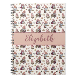 Cuaderno Monograma Gnomes Hacer Pasteles Donuts Guión Rosa