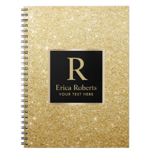 Cuaderno Monograma Gold Primer Purpurina Faux Gold