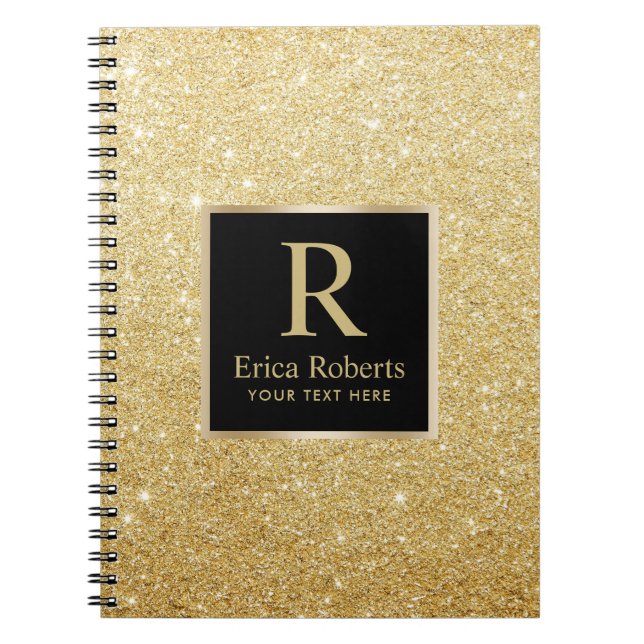 Cuaderno Monograma Gold Primer Purpurina Faux Gold (Frente)