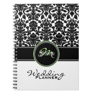 Cuaderno Monograma Green Black Damask Planner