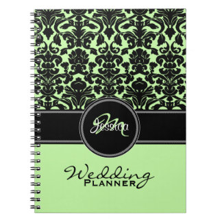 Cuaderno Monograma Green Black Damask Planner