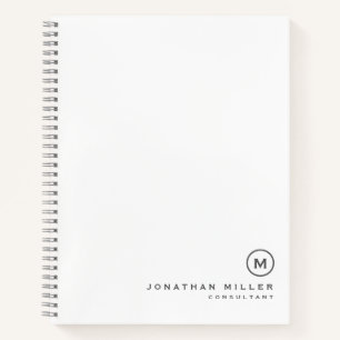 Cuaderno Monograma gris blanco profesional