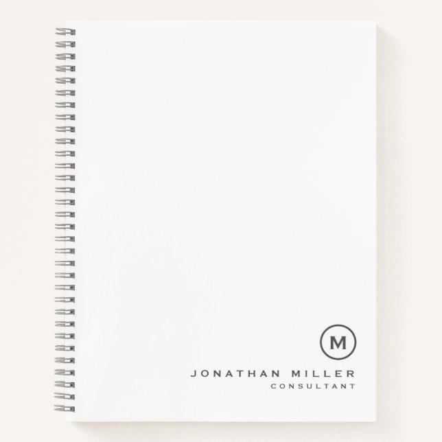 Cuaderno Monograma gris blanco profesional (Anverso)