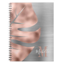 Monograma gris oro rosa moderno