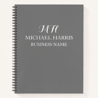 Cuaderno Monograma Gris Profesional Empresa Inicial