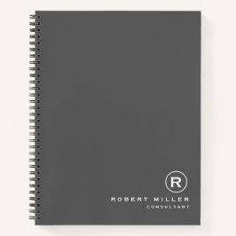 Cuaderno Monograma gris y blanco personalizado inicial