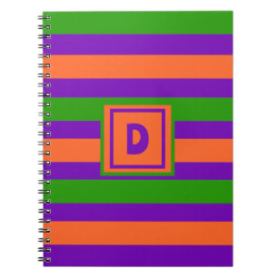 Cuaderno Monograma Halloween Naranja púrpura y verde