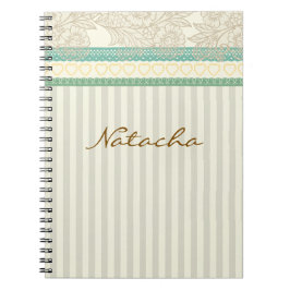 Cuaderno Monograma hermoso encaje pastel con collage de ray