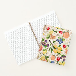 Cuaderno Monograma hermosos frutos femeninos beige clásico
