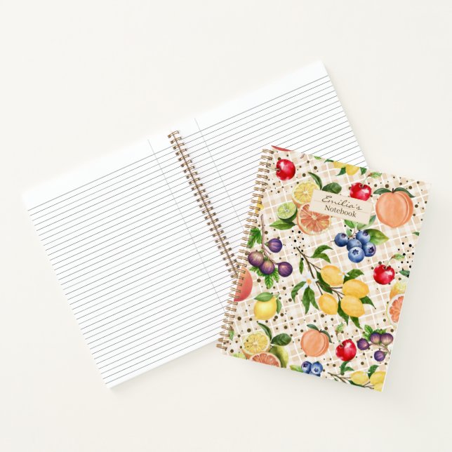 Cuaderno Monograma hermosos frutos femeninos beige clásico (Interior)