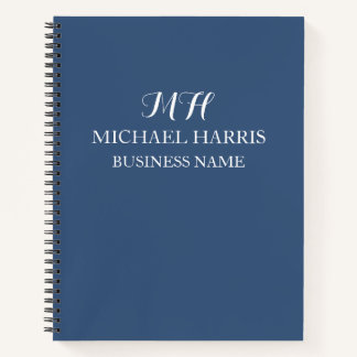 Cuaderno Monograma Inicial Azul Profesional Negocios