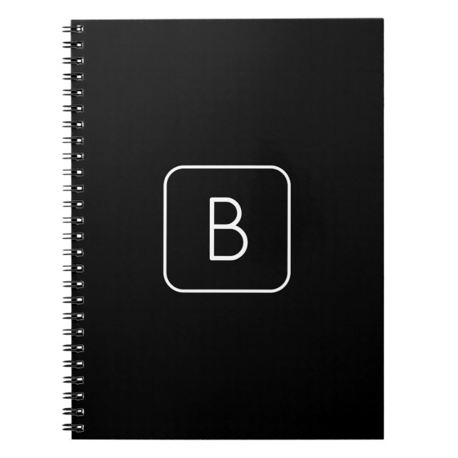 Cuaderno Monograma inicial con estilo moderno | Blanco y ne (Frente)