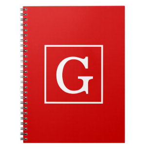 Cuaderno Monograma inicial con marco de blanco rojo