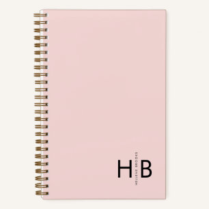 Cuaderno Monograma inicial de color rosa femenino moderno