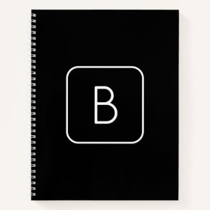 Cuaderno Monograma Inicial de Estilo Moderno Blanco y Neg
