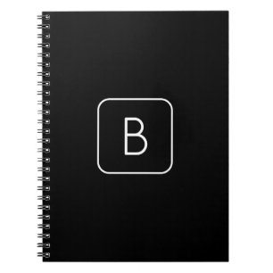 Cuaderno Monograma Inicial de Estilo Moderno Blanco y Neg