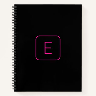 Cuaderno Monograma Inicial de Estilo Moderno Rosa y Negro