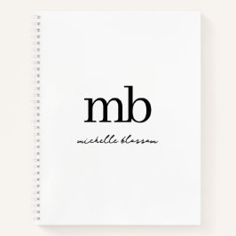 Cuaderno Monograma Inicial de Letra Script Moderno Blanco N