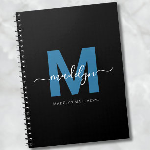 Cuaderno Monograma Inicial de Nombre con Letra Azul Persona