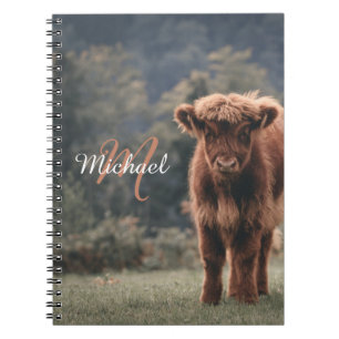 Cuaderno Monograma inicial de ternera bovina de montaña de 