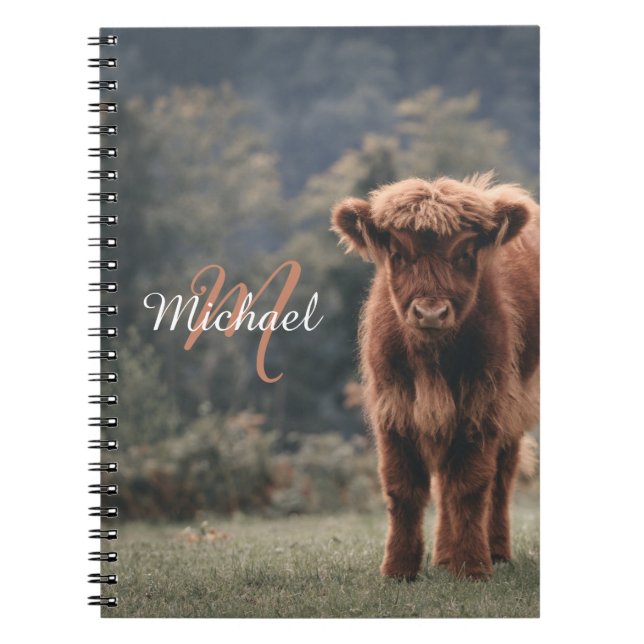 Cuaderno Monograma inicial de ternera bovina de montaña de  (Frente)