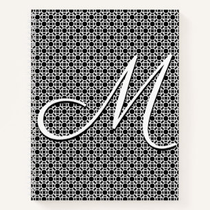 Cuaderno Monograma inicial geométrico en blanco y negro