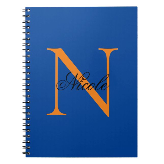 Cuaderno Monograma inicial manuscrita nombre propio azul pr (Frente)