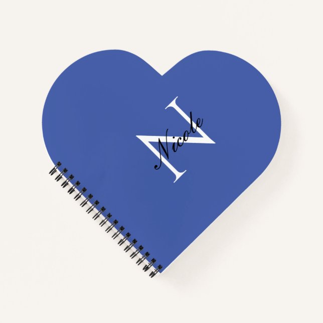 Cuaderno Monograma Inicial Manuscrita Propio Nombre Azul (Anverso)