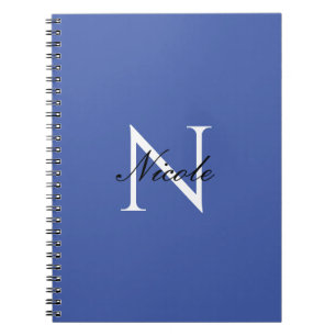 Cuaderno Monograma Inicial Manuscrito Propio Nombre Azul