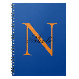 Cuaderno Monograma Inicial Manuscrito Propio Nombre Azul Pr