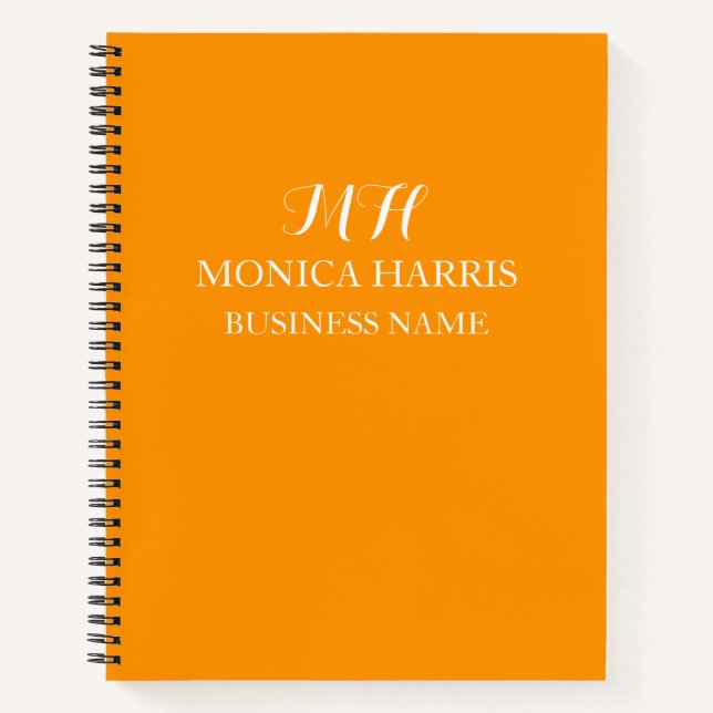 Cuaderno Monograma Inicial Naranja Profesional Empresa (Anverso)