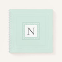 Cuaderno monograma inicial para damasco verde Past