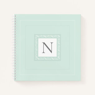 Cuaderno monograma inicial para damasco verde Past