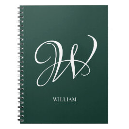 Cuaderno Monograma Inicial Personalizado Elegante Esmeralda