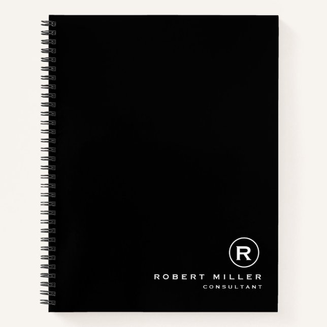 Cuaderno Monograma Inicial Personalizado en Blanco y Negro (Anverso)