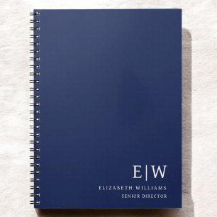 Cuaderno Monograma Inicial Profesional de Negocios Azul Mar