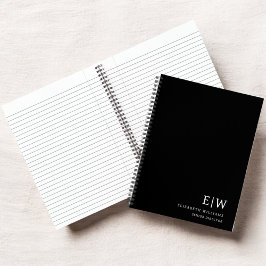 Cuaderno Monograma Inicial Profesional en Blanco y Negro
