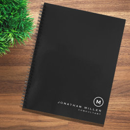 Cuaderno Monograma Inicial Profesional en Blanco y Negro