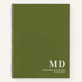 Cuaderno Monograma inicial verde oliva