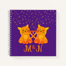 Cuaderno Monograma Iniciales Gatos Naranjas Divertidos