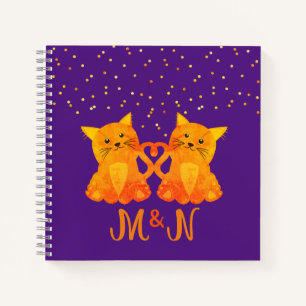 Cuaderno Monograma Iniciales Gatos Naranjas Divertidos