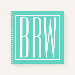 Cuaderno Monograma Iniciales Modernas 3 Negrita Blanco So