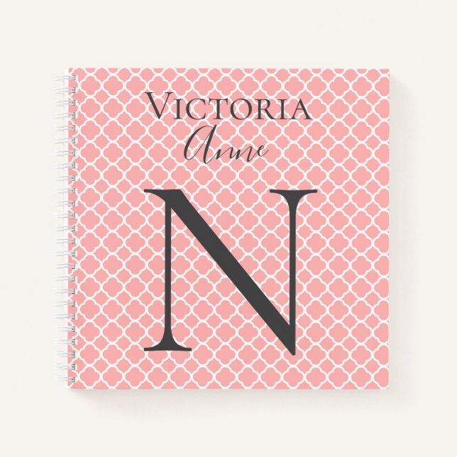 Cuaderno Monograma Iniciales Nombre Resumen Bonito (Anverso)