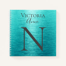 Cuaderno Monograma Iniciales Nombre Turquesa Personalizado
